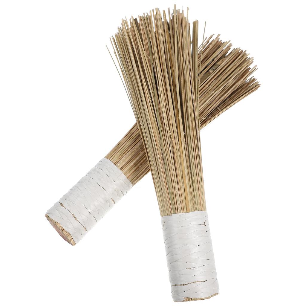 OUNONA Bamboo Brush with Handles for Cleaning Iron and Frying Strong for Pot and Convenient Kitchen Cleaning Tool Two-Piece Woks, Pots, Pans,