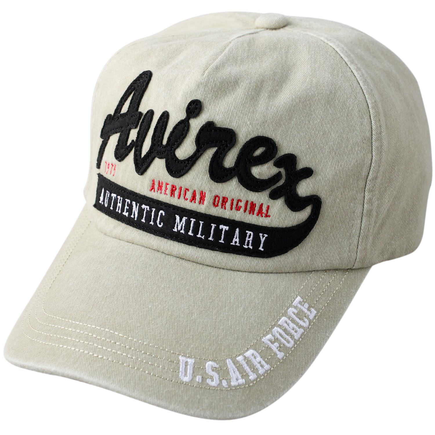 

Avirex Military Felt Pigment American Casual Summer Baseball Size 067 Men s Cap, Low-Profile Cap, Embroidered, Style, Cap, Beige,