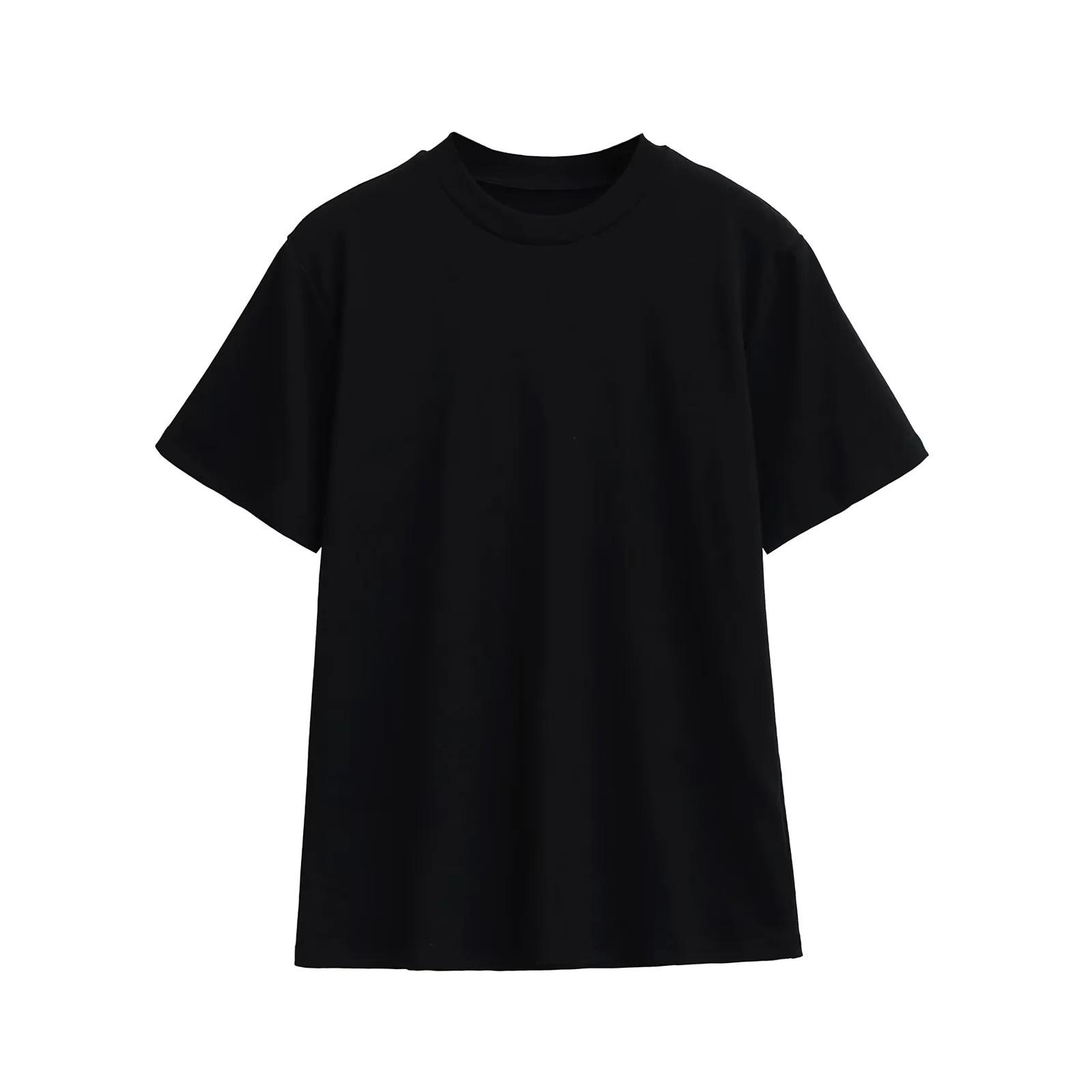 

Women s Basic Round Neck Loose Short Sleeve T-shirt, Elegant Versatile Casual Pullover Top Medium чорний