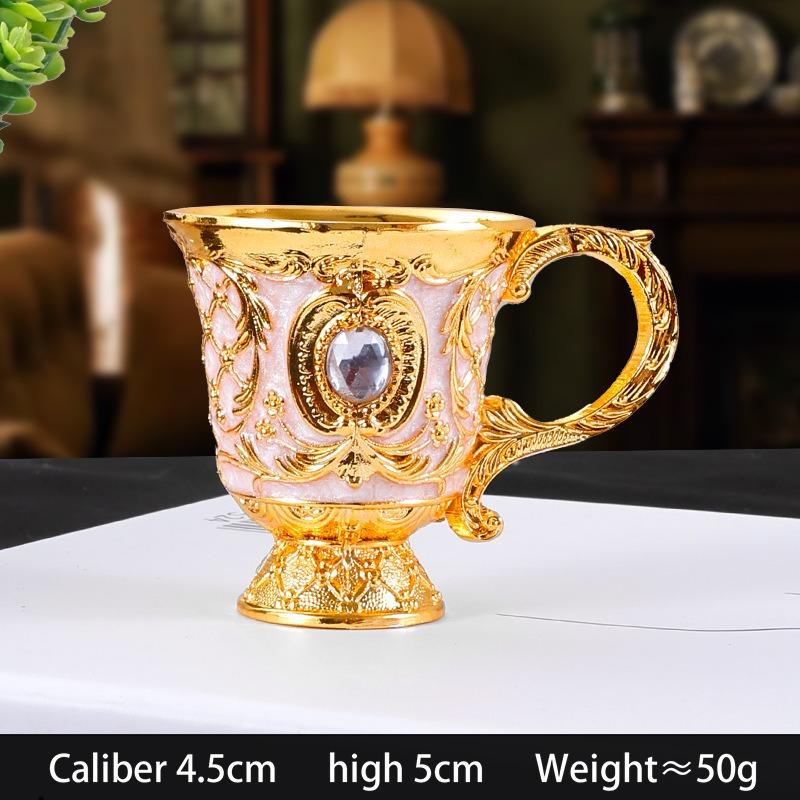 Klassisches Elegantes Weinglas, Emaille-Rosenkelch für Hochzeit, Party & Hausbar, Weinbecher mit Vintage-Rosenmuster, Gold-/Silberbeschichteter Kürbiskelch