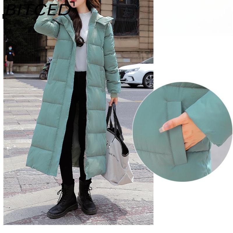 BITCED Winter Cotton Coat for Women - Extended Length, Knee-Length, Slim Fit, Bestie Style, Warm and Thickened Mid-Length Quilted Jacket