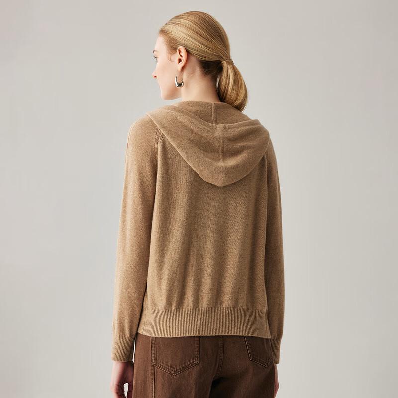 Zhaojun Women's 100% Cashmere Hooded Cable Knit Cardigan