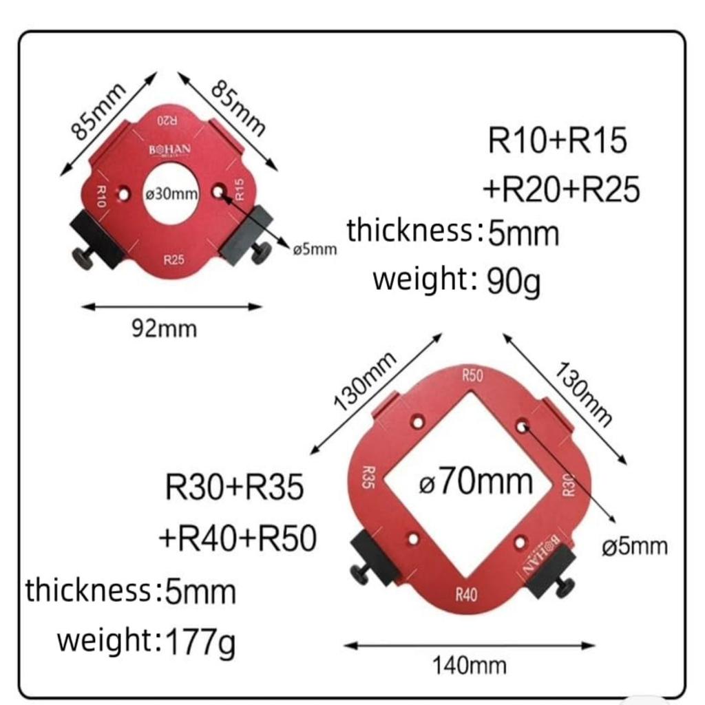 Radius Jig Router Template, Corner Routing Template, Quick Jig Router Bit Templates, Arc Cutting Auxiliary Tool