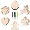 Wooden Christmas Decorations Diy 36 Pieces Markers String for Christmas