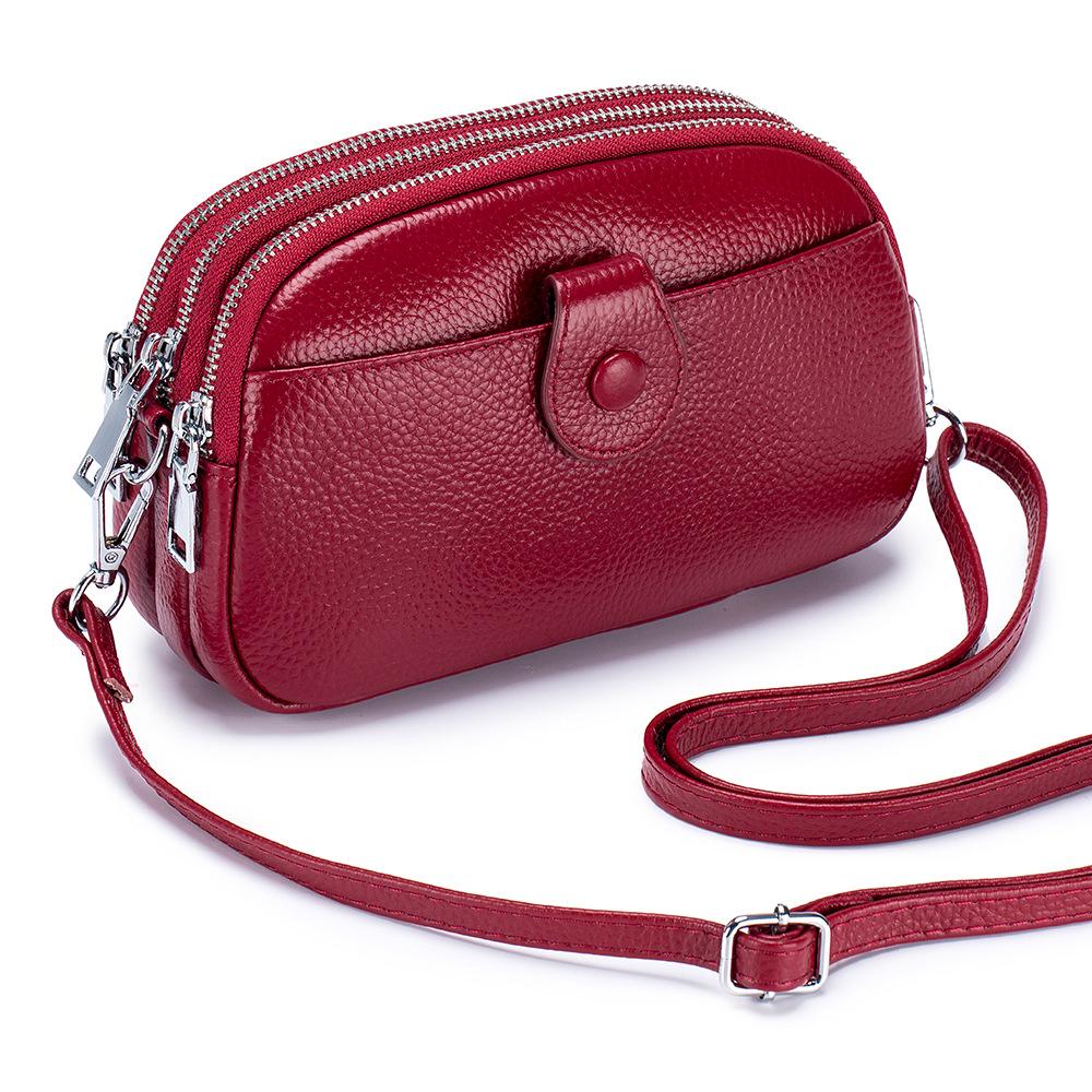 Women's Genuine Leather Mini Crossbody Bag - Large Capacity, Fashionable Phone & Mommy Bag