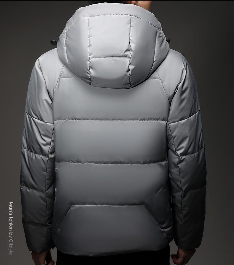 Men's Winter Hooded Down Jacket - Fashionable, Casual, Warm, Thick Windbreaker with White Duck Down Filling