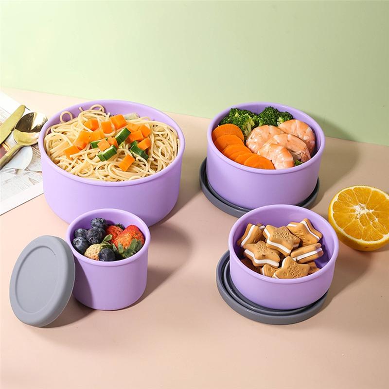 CYCLI-Silicone Food Storage Containers With Lids Leak Proof Space Saving Reusable Meal Prep Airtight Containers For Kitchen