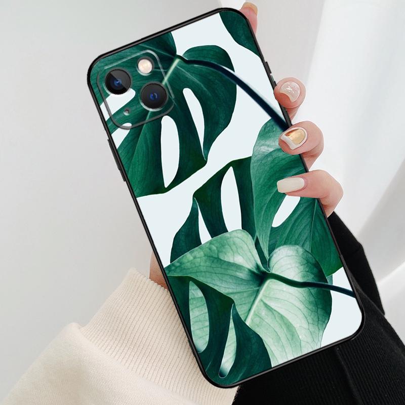 Leaves Monstera Green Phone Case For iPhone 17 Pro Max 14 13 12 11 15 16 Pro Max Mini 15 16 Plus 16e 17 Air Cover