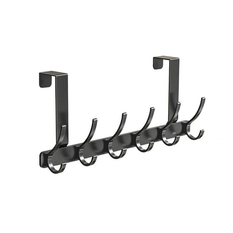 

Вешалка над дверью с 6 крючками, сверхмощные крючки над дверью для спальни, крючки на задней стороне двери для хранения сумки для полотенец чёрный