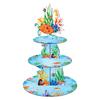 Underwater World Party Cake Display Stand Cartoon Sea Turtle Birthday Cupcake Rack Holder Festival Party Cake Tray Decoration