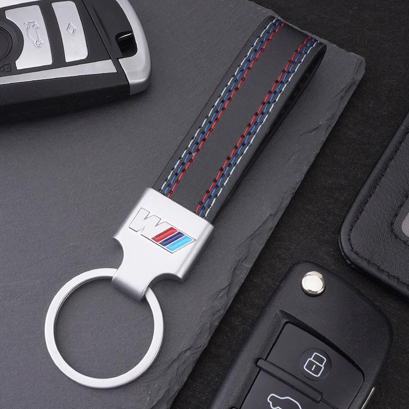 For BMW M E46 E90 E60 Zinc Alloy Car Keychain Leather Key Rings For BMW M Emblem E46 E36 E34 F10 E90 F30 E60 F30 E53 E30 E92 E87 Auto Accessories Q00