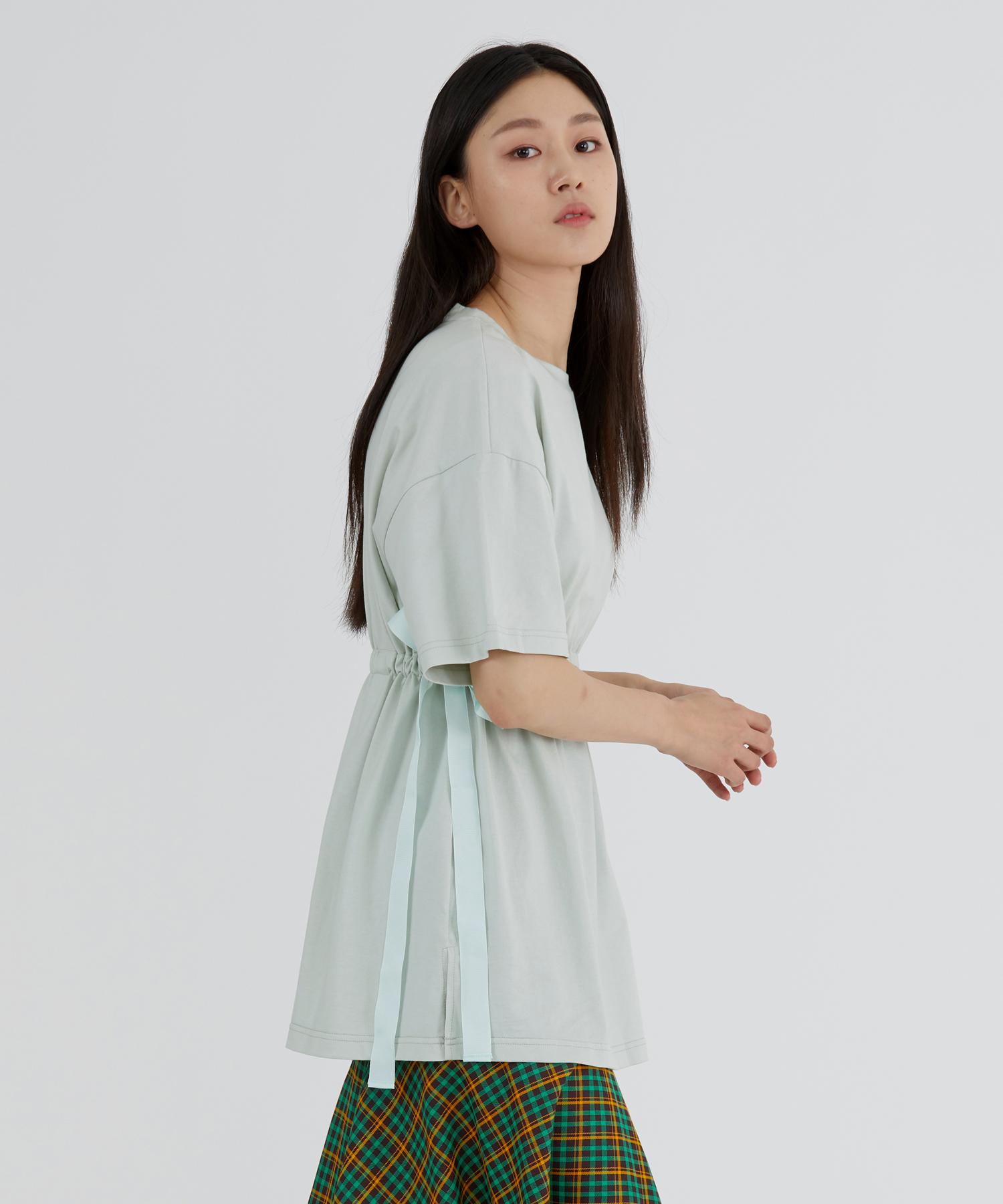 Modern Able Ribbon Shirring Point T-Shirt - Green Free