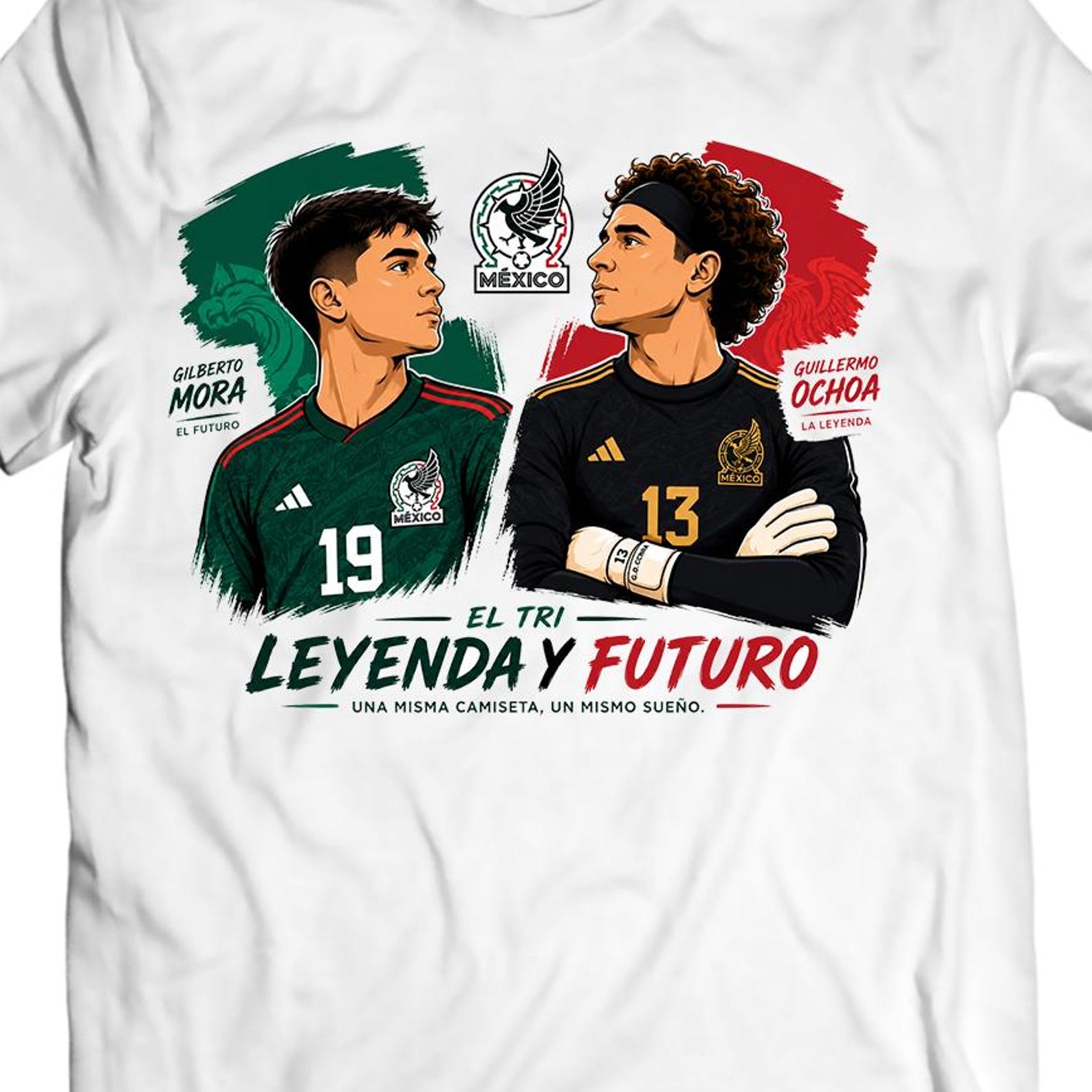 El Tri Leyenda y Futuro T-Shirt – Mexico Soccer Graphic Tee, Legend Future Fan Shirt M