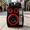 Haut-parleur Rouge Noir, Sac à Dos Décontracté, Sac à Dos pour Ordinateur Portable de Voyage, Impression Plate 2D, Sac à Dos de Grande Capacité - Convient pour le Voyage
