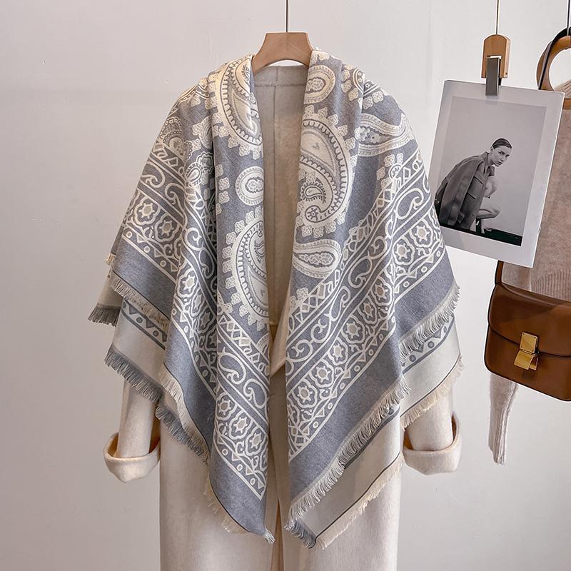 Роскошный женский зимний кашемировый шарф - Леопардовый шарф-пашмина с кисточками, бандана и пончо