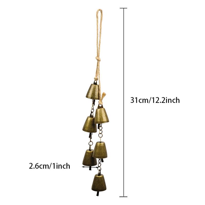 Vintage Brass Hanging Bells With Rustic Retro Design And Melodic Chime Perfect For Home Wall Decor Patio Garden Door Decoration