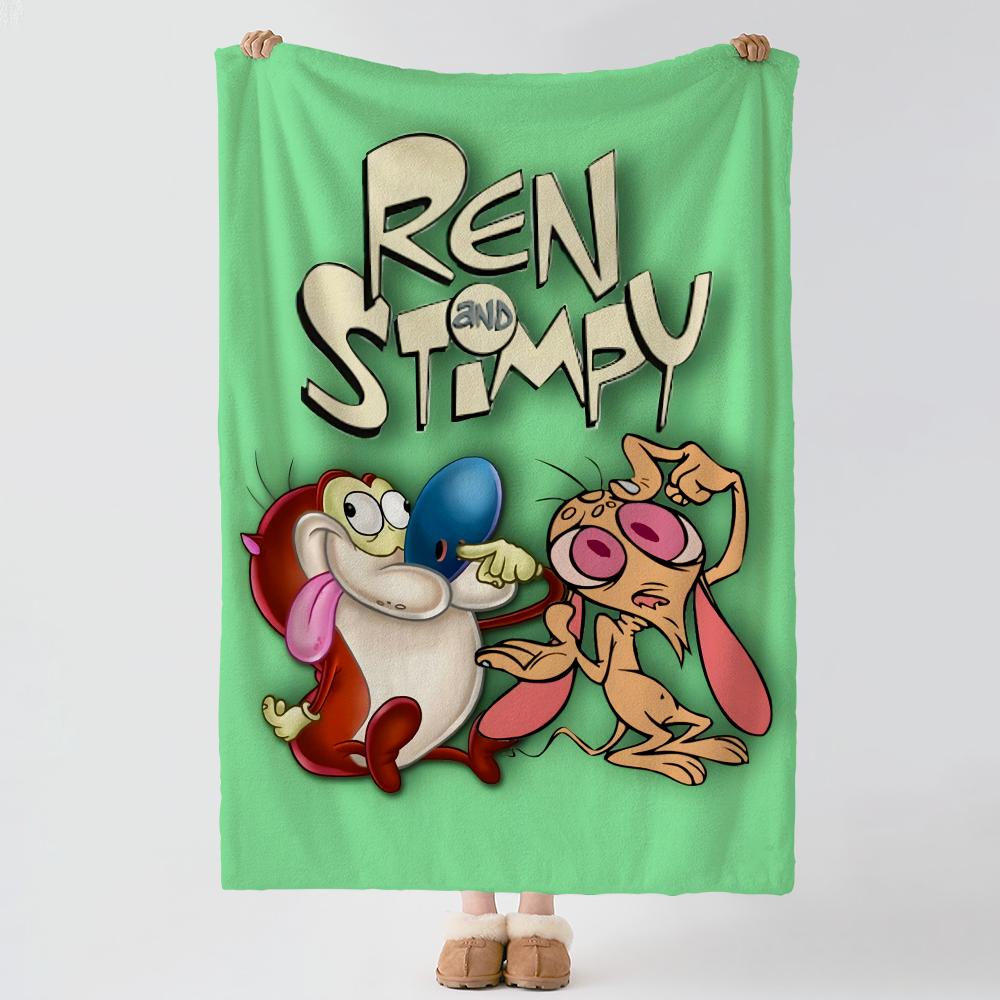 TThe RRen Stimpy Show Throw Soft Warm Flannel Blanket Multiuse Throw for Bed Sofa Office Air Conditioning Nap Blanket