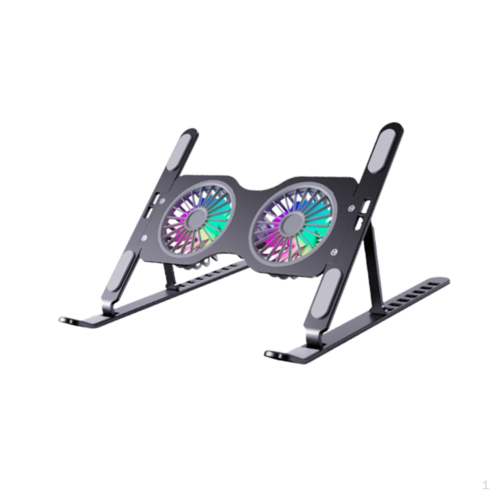 

Складная подставка для ноутбука, регулируемый держатель, портативный, с 2 охлаждающими вентиляторами чёрный