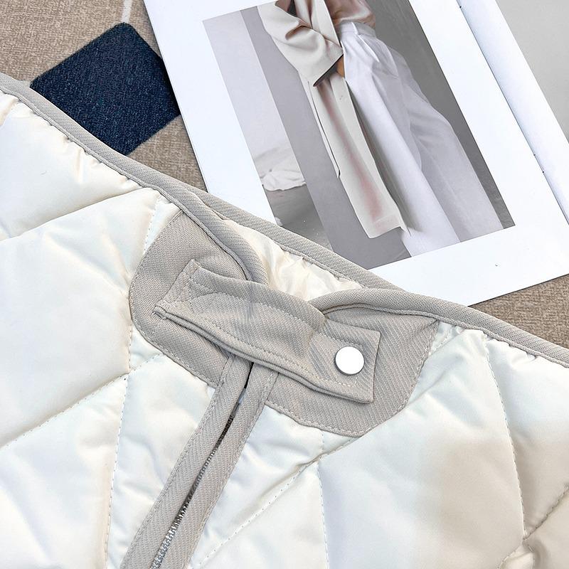 Unisex Retro Diamond Lattice Stand Collar Padded Winter Jacket