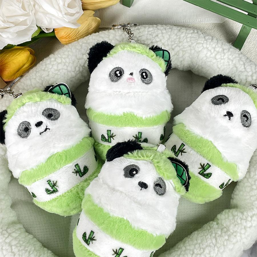 Boutique Plush Cone Giant Panda Doll Pendant Keychain Doll Grab Machine Doll Bag Hanging Ornament Plush Toy