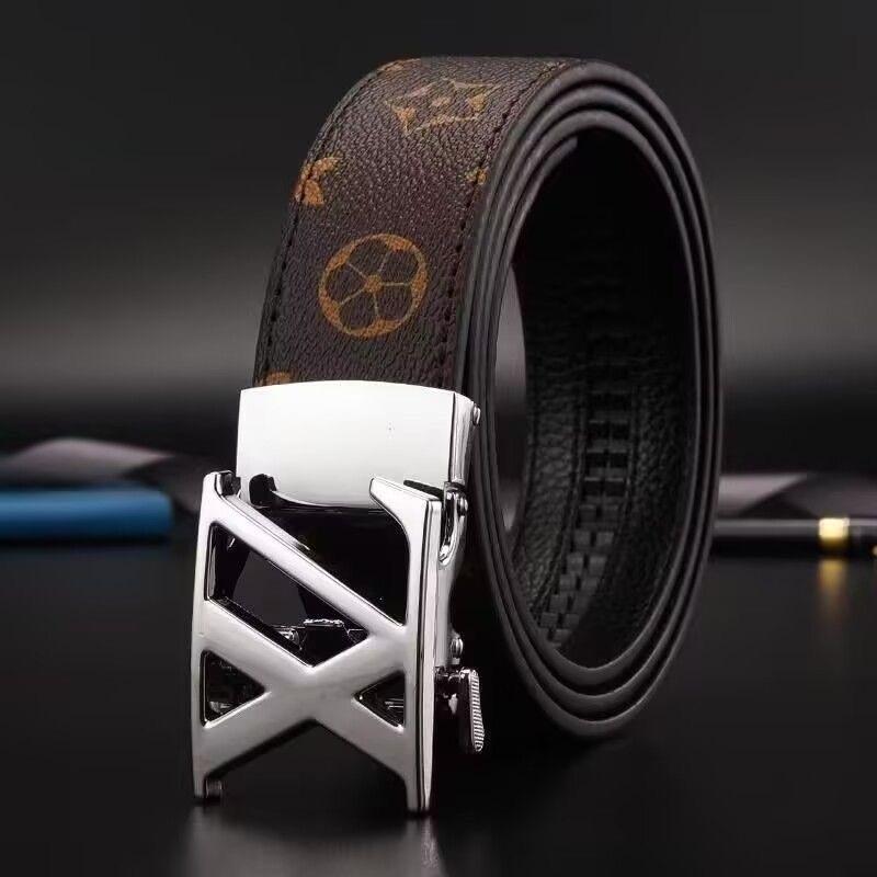 Men's Printed Graffiti Plaid Cowhide Belt with Automatic Buckle - XL Business Casual