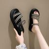 Thick-soled Heightening Cool Slippers, Female Summer 2025 Fairy Wind Pearl Two Wear Sandals, Fashion Versatile Muffin Slippers