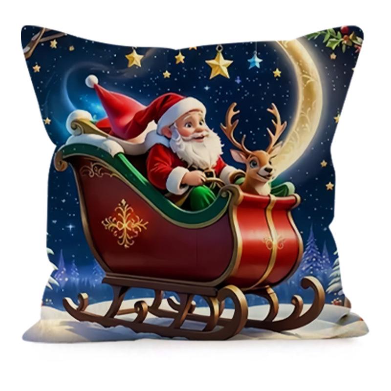 Santa Claus Christmas Pillowcase - Holiday Cushion Cover for Sofa & Lumbar Support