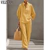 Women's Fashion Casual Summer Spring Solid Color Print 3/4 Sleeves Half Turtleneck Trousers Pants Suits