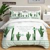 Green Cactus Potted Duvet Cover Set King Size Polyester Comforter Cover Cartoon Green Plant Cute Kawaii For Kid Boy Bedding Set
