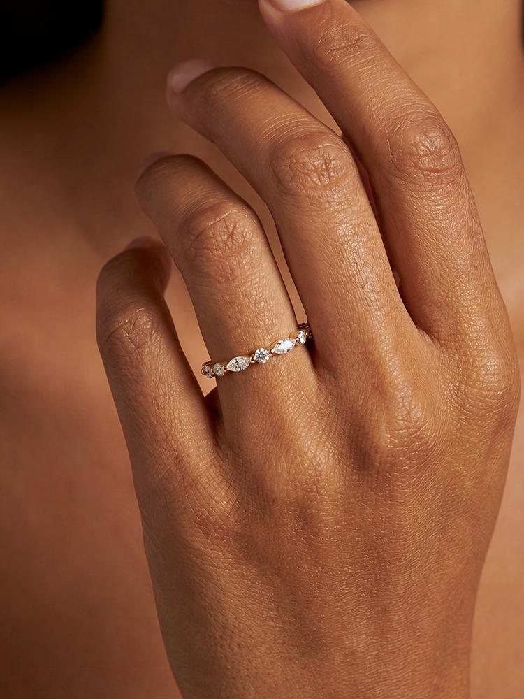 925 Sterling Silver Simplicity Marquise Round Zircon Bead Ring For Women Engagement Wedding Fashion High Quality Fine Jewelry