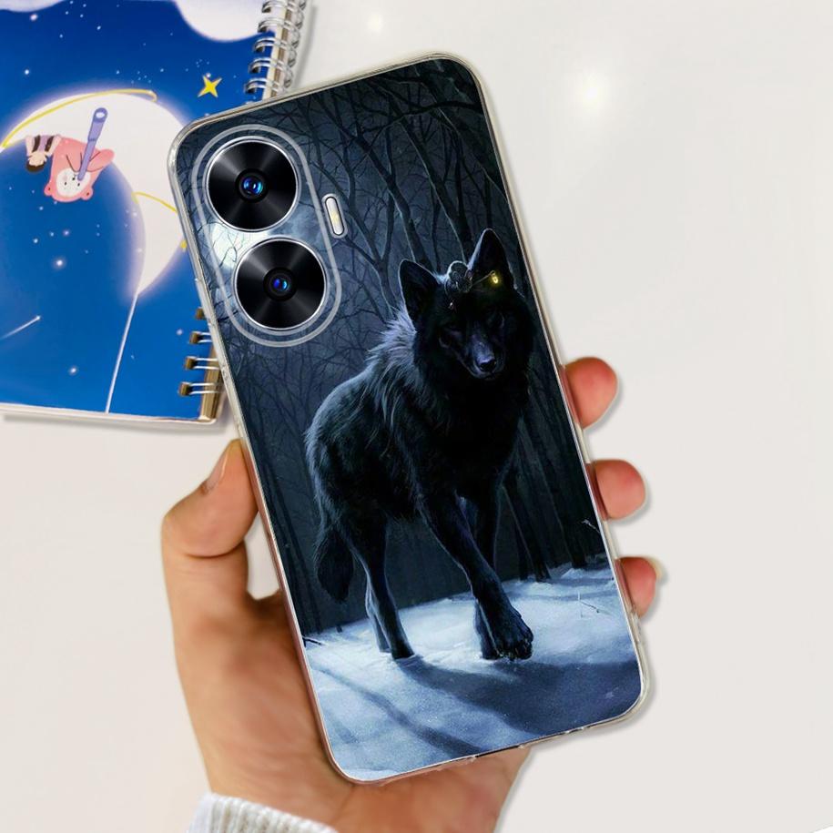 For Realme C55 4G Case 2023 Phone Cover Beautiful Flower Painted Soft Funda Clear Coque For Realme C55 2023 Bumper RealmeC55 Bag