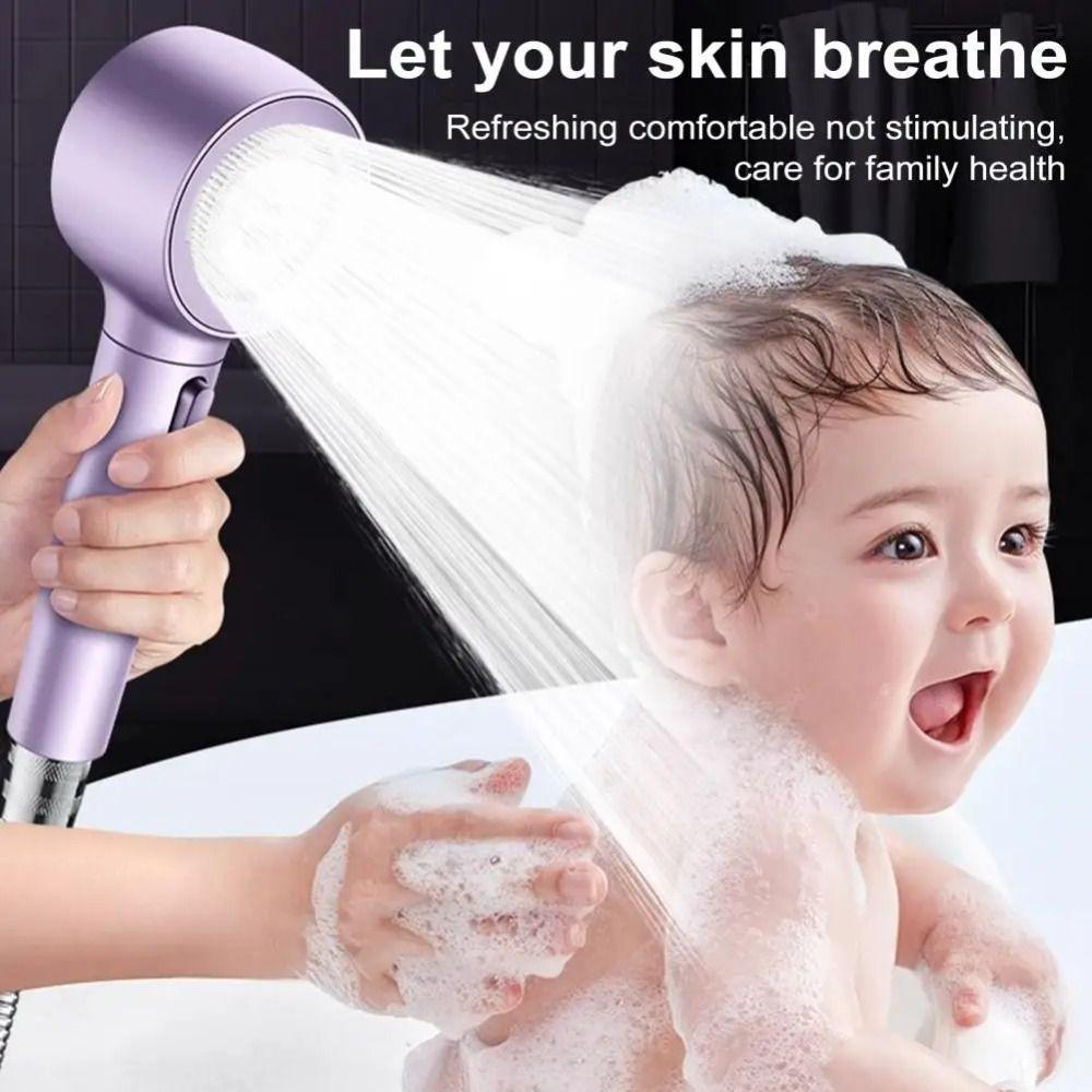 Detachable Handheld Shower Head 3-Speed Adjustable Anti Blocking High Pressure Shower Large Flow Rainfall