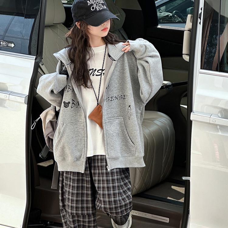 

Girls 2025 Autumn Hooded Sweatshirt: Stylish, Loose-Fit Outerwear for Kids 120 cm