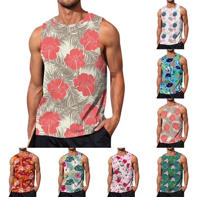 Mens Summer Surf Beach Tank Top Large Size Casual Breathable Sleeveless Top Loose Print Tank Top Man Shirt