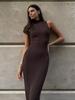 Elegant High Collar Sleeveless Knitted Dress for Autumn/Winter