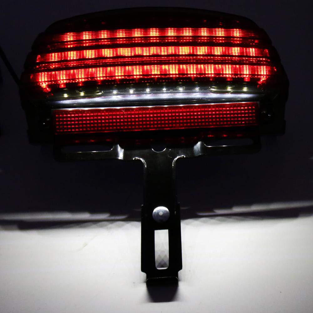 ZSADZS Motorcycle Black Rear Fender Brake Tail LED Lamp Lighting Bracket Mount for Harley Dyna FXDF Fat Bob 2008-2017 (without Steering Wheel)