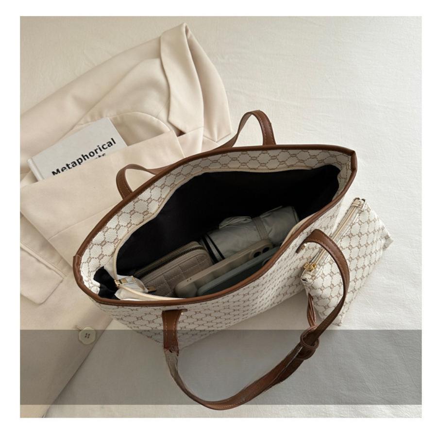 Büyük Kapasiteli Vintage Tarzlı Tote Çanta Yumuşak Suni Deri Fermuarlı Kapatmalı Günlük Kullanım Omuz Çantası