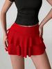 Women Skirts Solid Color Drawstring Design Skirt High WaistedWrapped Hip Short Skirt Mini Skirt