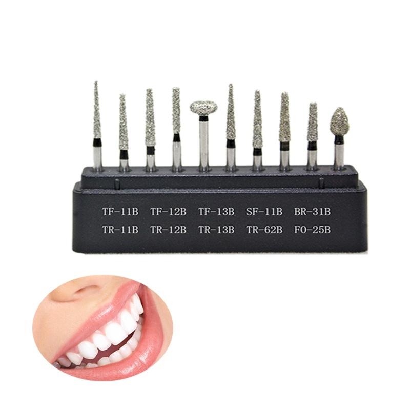 10pcs FG1.6 Dental Diamond Burs Set for Porcelain Polishing Dentist Product