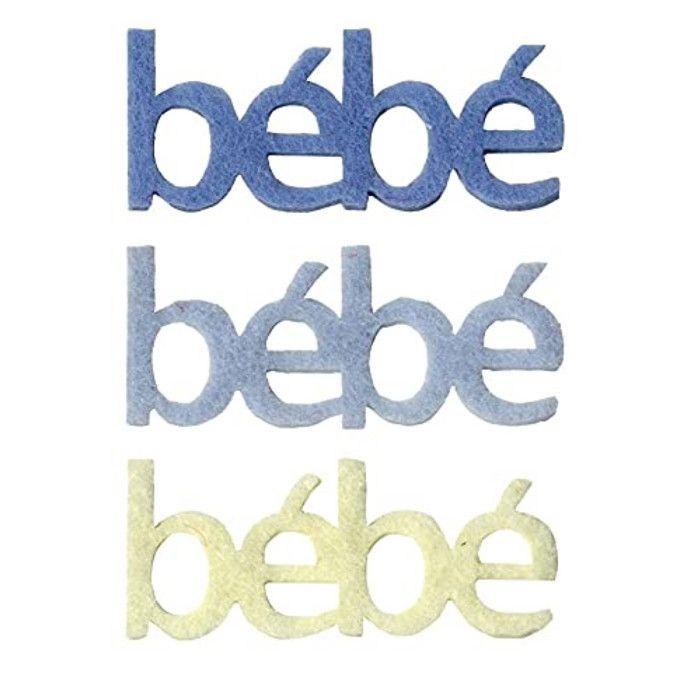 Motif en feutrine Bébé (texte) Bleu