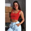 Casual Basic Tops Damen Slimfit Complementary Strap Crop Top Bluse