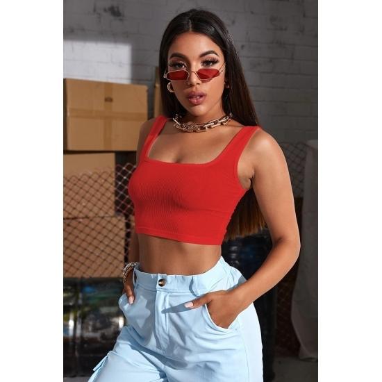 Ležérní základní topy dámská slimfit halenka Crop Top s doplňkovým páskem