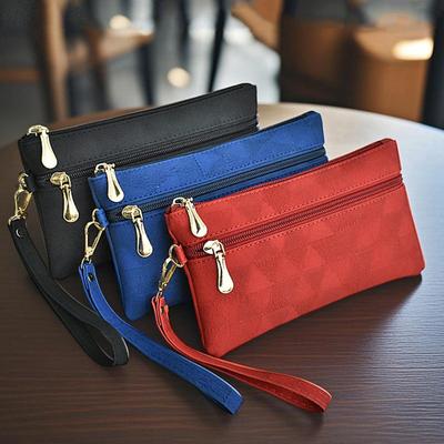Portamonete alla moda con cerniera Portafogli da donna Portafoglio lungo a busta Clutch da donna Sezione lunga Morbida pelle PU Borsa per soldi