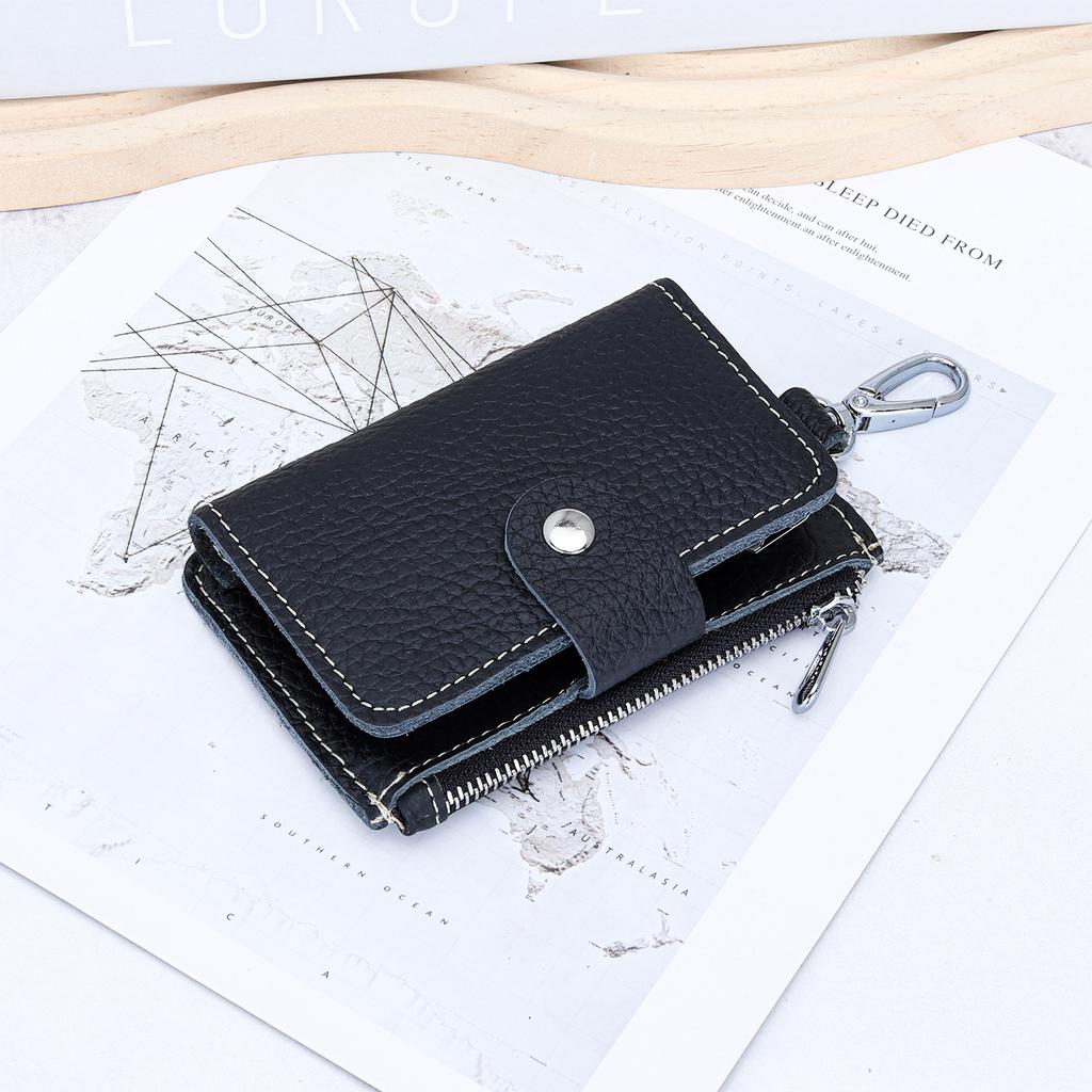 Key Case Soft Leather Waist Hang Key Holder with 6 Keyrings Keys Organizer for Men Women Daily/Travel Use