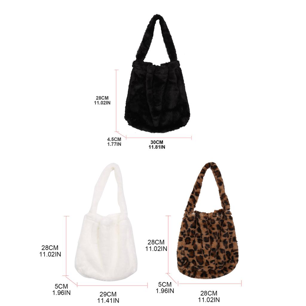 Ladies Furry Tote Bag Large Cute Plush Shoulder Bag Fashion Women Fluffy Purse