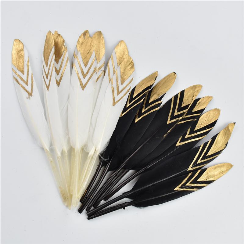 10-15cm/4-6inch Golden Powder Dipped Duck Feathers for Crafts Natural Feather Handicraft Accessories Diy Decoration