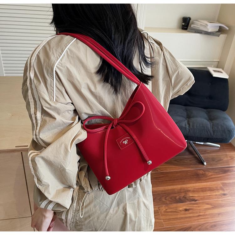 Premium Bag New Summer Versatile Shoulder Underarm Bag Bow Commuter Bucket Bag