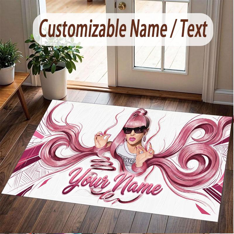 Custom Name Crystal Velvet Rug,Lady Gaga Comfortable Anti Slip Floor Mat For Room Decoration