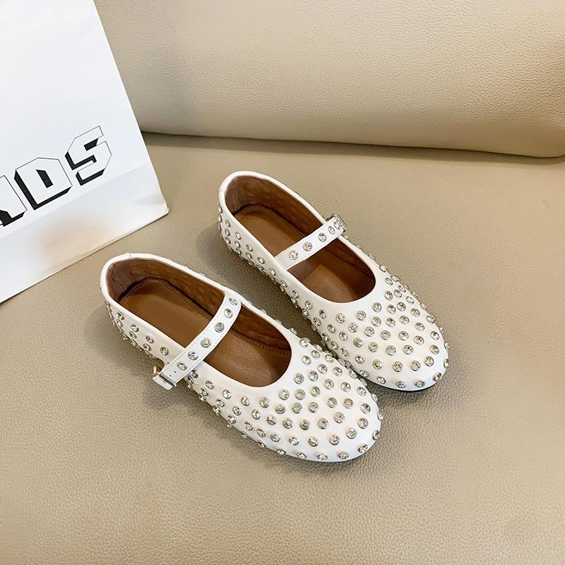 Women Glitter Shoes with Buckle Strap Rhinestone Ballet Flats Crystal Ballerina Shoes Comfortable Female Casual Shoes