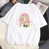 ZX Tee Printed Loose Tops Summer Black T-shirt Anime Cartoon T-shirt Female Demon Slayer Kanroji Mitsubishi Printed Clothes Fashion Y2K